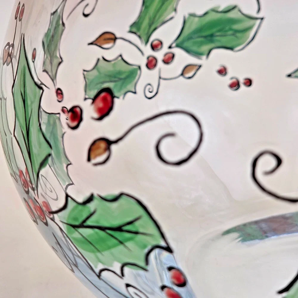 Home for the Holidays Holly Holiday Clear Glass Bowl Medium 205150 Vintage 1999